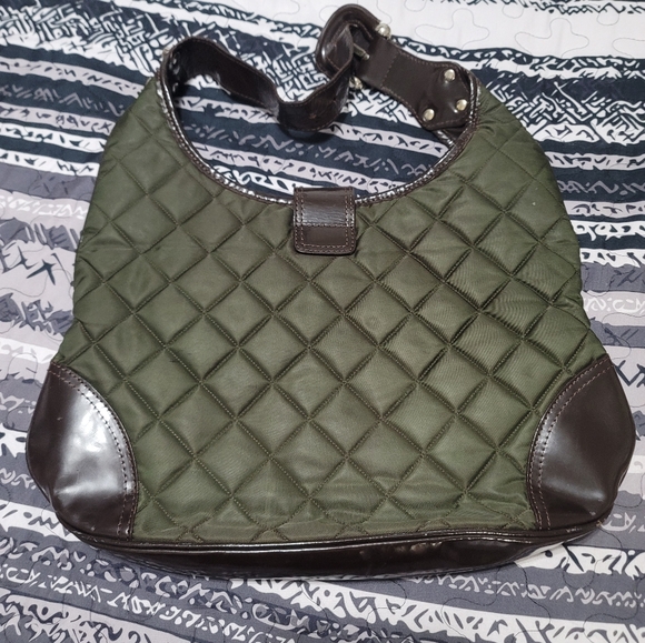 Burberry Green/Brown Quilted Nylon Brook Hobo Bag - Picture 2 of 13